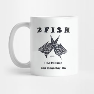 San Diego CA., I love the Ocean, 2 fish Mug